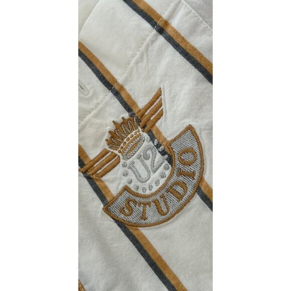 Vintage U2 Studio Striped Button-Up Shirt With Embroidered Logo - Picture 3 of 8